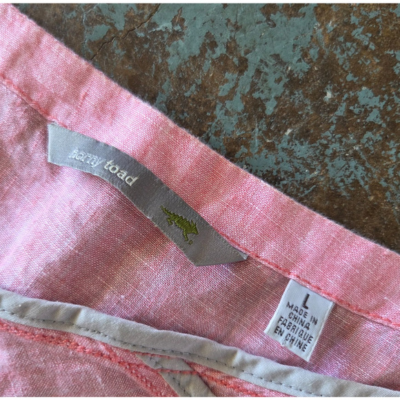 Horny Toad 100% Linen Dress Size L Pink Shift Sleeveless Knee Length Lagenlook - Picture 4 of 6